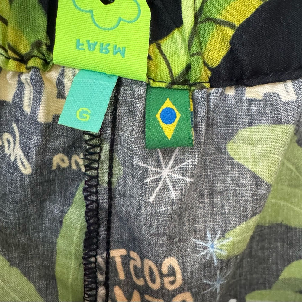Farm Rio Tropical Fruit Print Puff Sleeve Jumpsuit Tie Waist - Picture 5 of 10